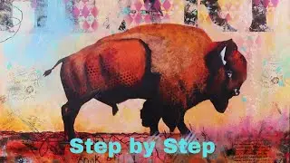 Abstract Realism Techniques// Mixed Media American Bison Painting