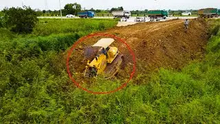 Rush Activities And Tensioner Work For Land Fill up Next To The High Way Road Bulldozer & Truck
