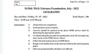 Geography PhD solved Paper 2022 / Research methodology MCQ series