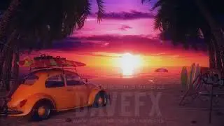 SUNSET on The Shore - TROPICAL Surf Beach Video Loop Backgrounds