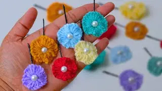 Easy Yarn flower hairclip | DIY hairclip with Yarn | Yarn flowers | no crochet flower making