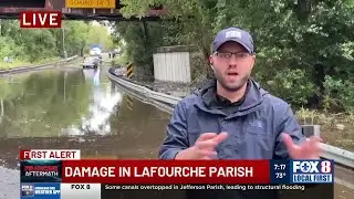 Damage in Lafourche Parish after Hurricane Francine