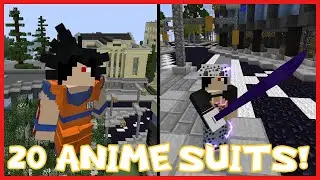 NEW & UPDATED 20 ANIME SUITS HEROPACK! Minecraft Fisk Superhero Addon Mod Review