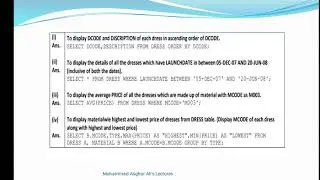 Structured Query Language(Short Answer Question)