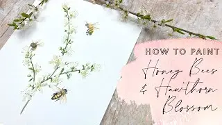 How to Paint Watercolour Honey Bees and Blossom