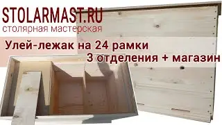 Улей-лежак на 3 отделения по 8 рамок с магазином