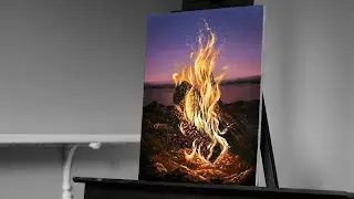 Painting a Camp Fire at Sunset with Acrylics - Paint with Ryan