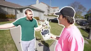 crazy Karen Neighbour snaps at us for flying a drone (He broke it)