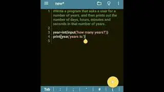 Python code to print no. of days, hours, minutes & seconds in given years 