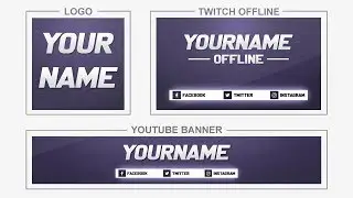 Purple Pixel (Youtube Banner, Logo, Twitch Offline - Templates) + TUTORIAL (how to edit)