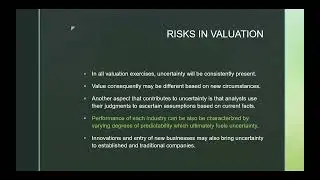 RISKS IN VALUATION