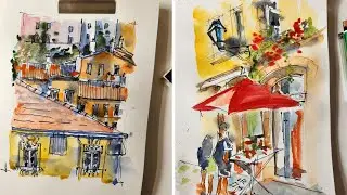 Croquis urbain à Lyon | Encre et aquarelle