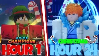 Spending 24 Hours In New *CHRISTMAS* Holiday Update! Anime Champions Simulator
