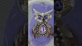 Процесс вышивки броши Сова|Сова|#сова #брошьсова #брошьизбисера
