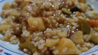 Risotto con zucchina genovese, peperoni e patate