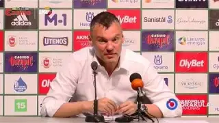 Coach Sarunas Jasikevicius explains journalist what is most important life values. English subtitles