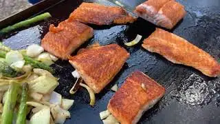 Blackstone Griddle Season No Catch and Salmon Cook