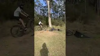 Jumping over a bike #downhill #mountainbike #sendit #mtb