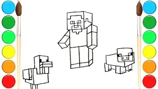 Рисуем персонажей из МАЙНКРАФТ / Как нарисовать майнкрафт мобов / Minecraft drawing