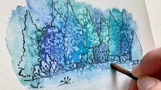 Whimsical Winter Magic using a simple watercolor technique!