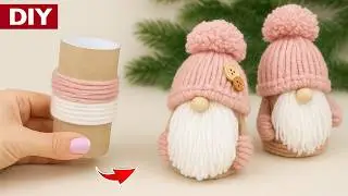 Amazing Gnome made of Yarn and Cardboard Sleeve 🎄 Christmas decorations 🎅 DIY NataliDoma