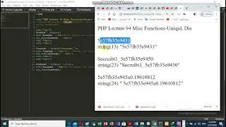 PHP Lecture 94 Misc Functions Uniqid, Die