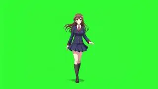 Green screen anime character walking | Anime girl green screen effect