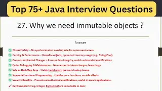 Top 75 Java Interview Questions - Why we need immutable objects in Java? 