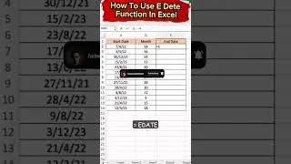 How To Use E Date Function  in Excel #excel #edate #youtubeshorts