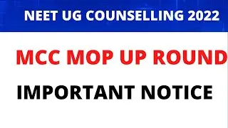 MCC MOPUP Round Important Notice with seat matrix...