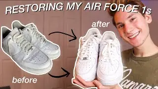 CLEANING MY NIKE AIR FORCE 1s | GET RID OF CREASES + WHITEN at home FREE