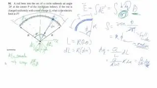 5-90 Electric field due to charge on an arc