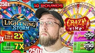 I DID 10 ROUNDS OF AUTO PLAY ON BOTH GAME SHOWS AGAIN! (CRAZY TIME & LIGHTNING STORM