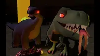 Car toon Chaos Dinosaur eats car death scene