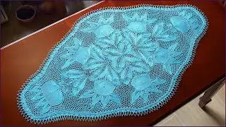 Knitting a turquoise or yellow doily. Part 11.