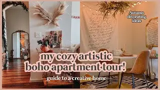 My Creative Apartment Rental Home Tour! COZY Small Open Concept + DIY Makeovers| Boho Eclectic Style