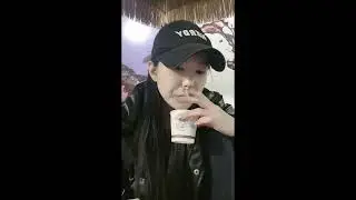 Cute korean girl Smoking spitting in a cup