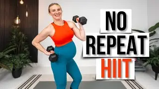 20-minute NO REPEAT HIIT Full Body Strength Training with Dumbbells