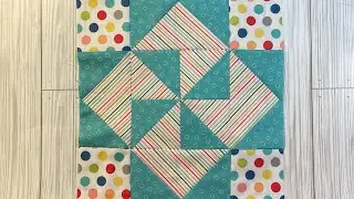 Diamond pinwheel quilt block tutorial
