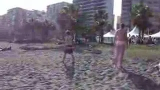 Ass slap of a crazy dude on the beach in malaga
