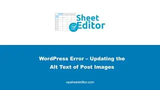 WordPress Error – Updating the Alt Text of Post Images