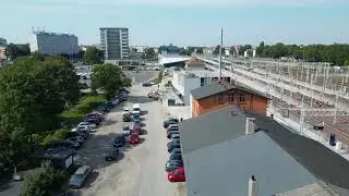 Olsztyn - Dworzec PKP 30.08.2024 lot dronem wzdłuż torów.