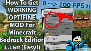 How To Get OPTIFINE MOD For Minecraft: Bedrock Edition 1.16!! | 0 - 100 FPS!! (Easy!)