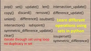Learn different operations using sets in python