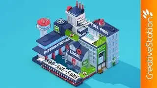 Isometric Low Poly City - 3D animation (