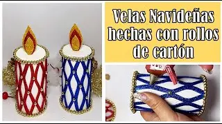 Lindas velas Navideñas hechas con rollos de cartón
