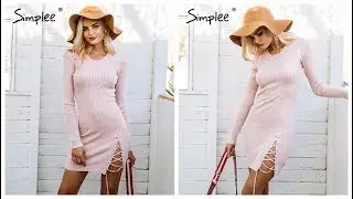 Покупки одежды с Aliexpress - Сексуальное женское свитер-платье в стиле кэжуал