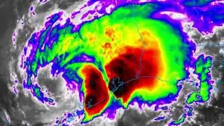 Satellite view of Hurricane Harvey flooding Houston