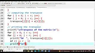 17. C program to perform transpose of given matrix | C Programming Language LAB | PPS LAB | JNTU