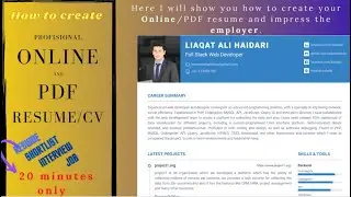 How to create your professional resume using HTML,CSS and Bootstrap for free with source code.